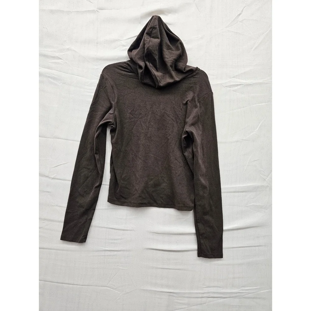 Wild Fable Womens Brown Long Sleeve Hooded Top XL Cotton Modal Blend 331111623 - Picture 2 of 7